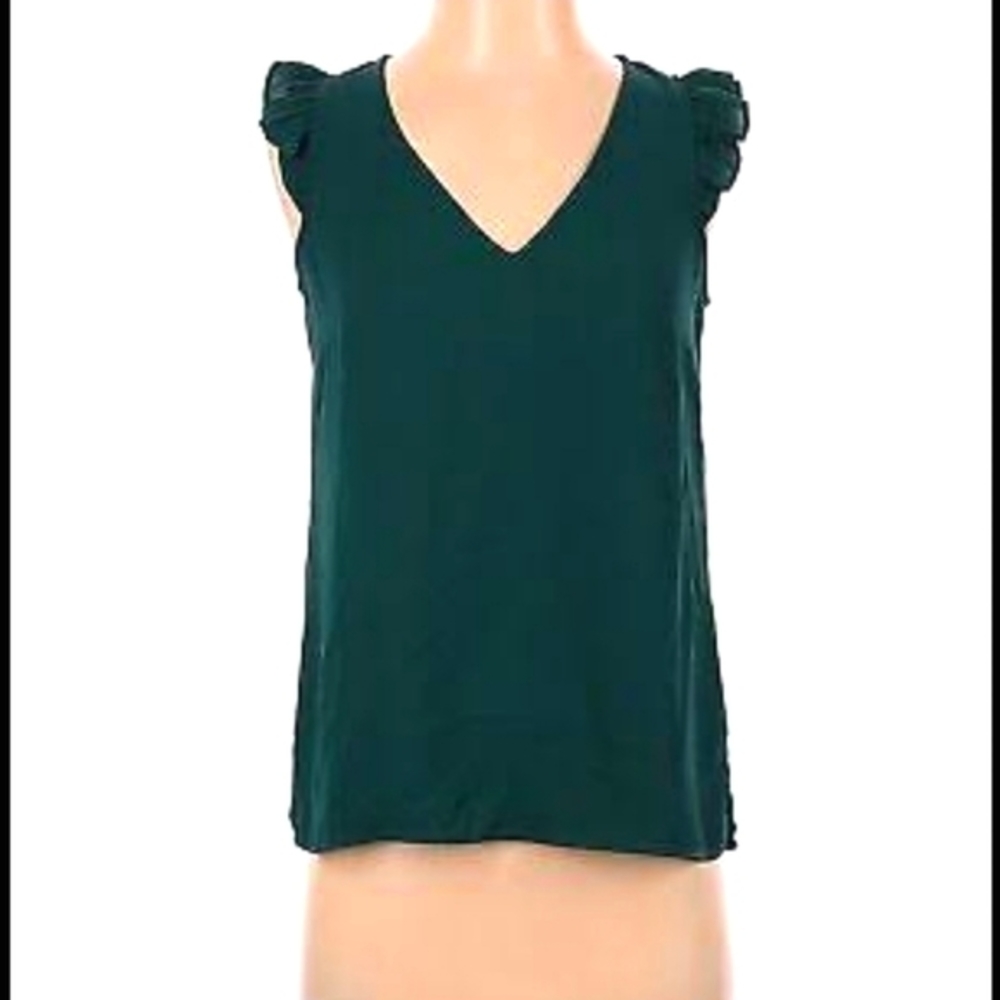 J Crew flutter‎ sleeve top in emerald green